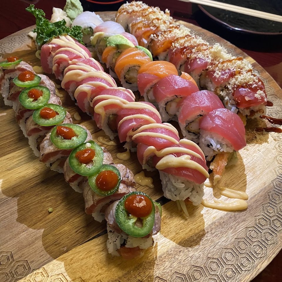 Assorted Sushi Rolls with Sashimi